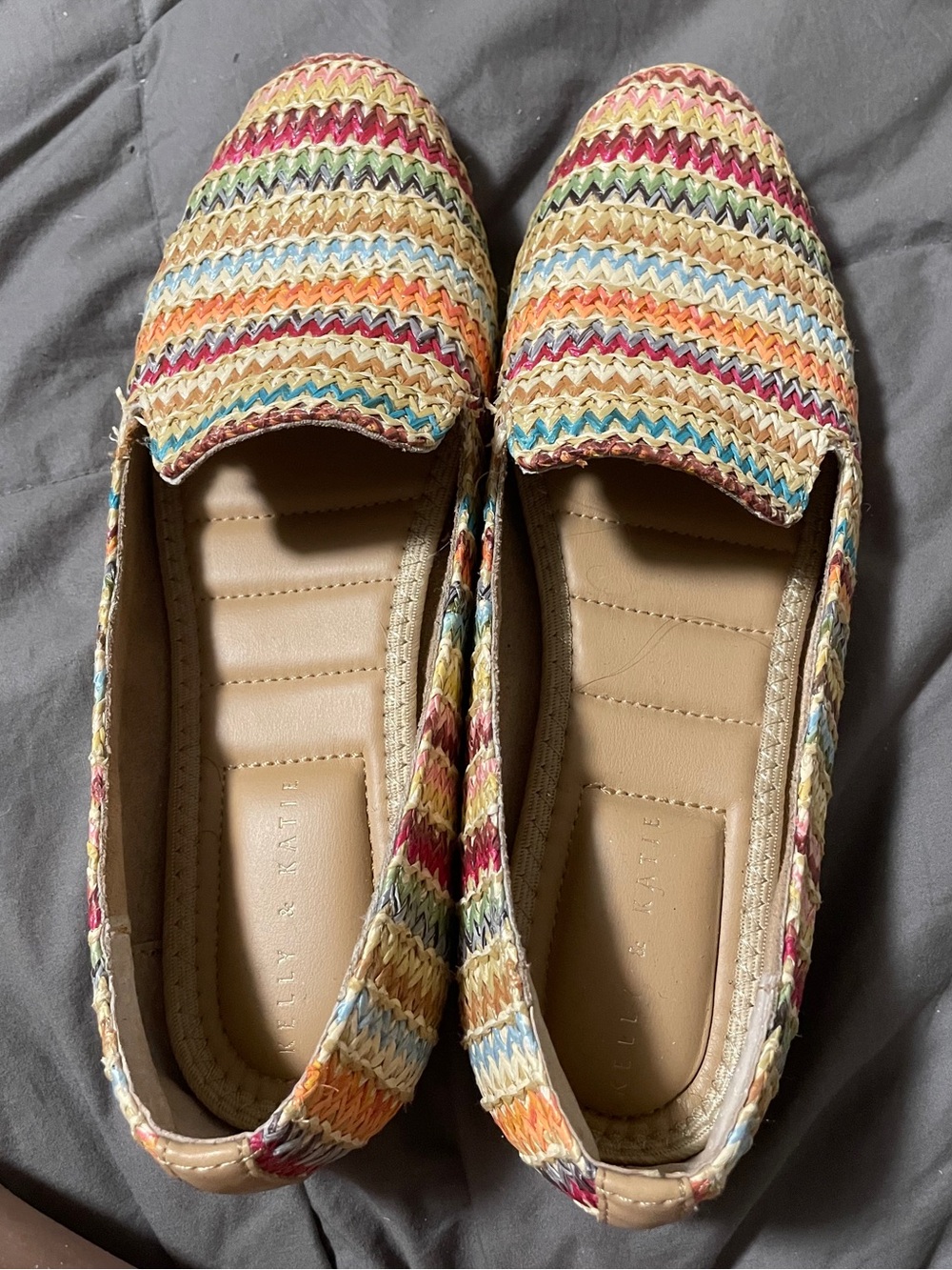 Kelly & Katie Multicolor Woven Slip-On Flats Shoes size Women 7.5M inside padded